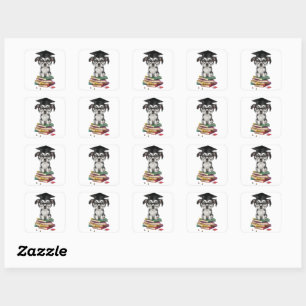Smart Graduation Dog Sticker – Cute Pup with Glass