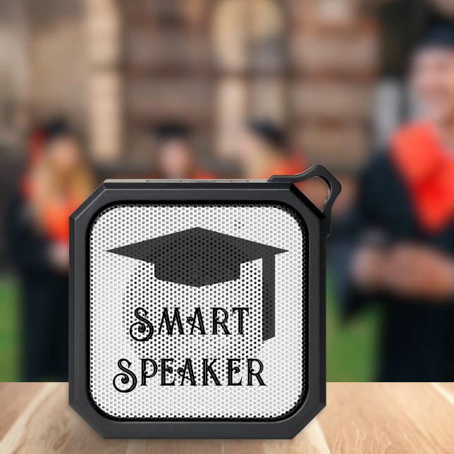 Smart Graduation Gift – Funny Grad Cap Design Bluetooth Speaker (A portable Bluetooth speaker with graduation cap design and funny 'Smart Speaker' pun caption)