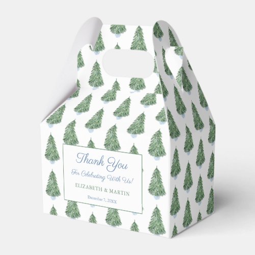 Smart Green White Blue Spruce Tree Winter Wedding Favor Boxes