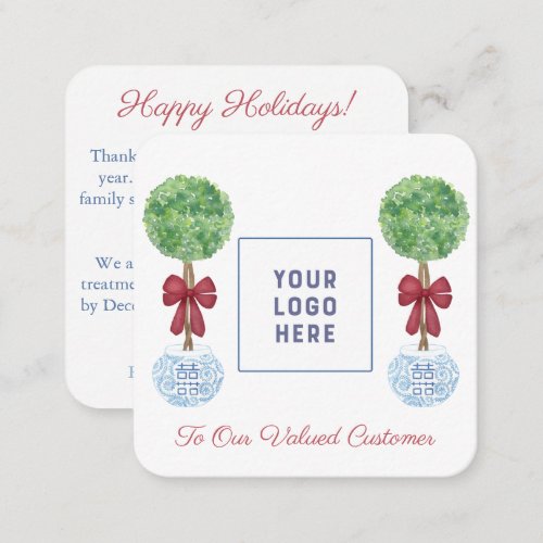 Smart Happy Holidays Customer Thank You With Logo Note Card