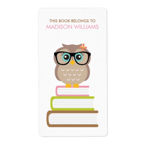 Smart Hipster Owl Bookplate