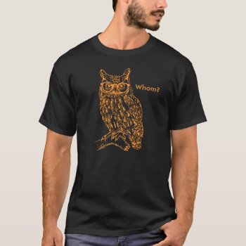 Smart Hipster Owl With Glasses Orange Customizable T-shirt by SmokyKitten at Zazzle