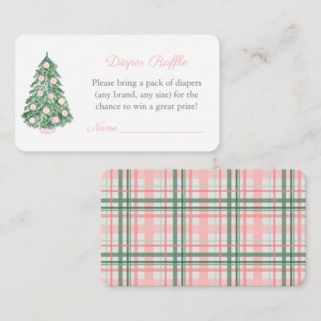 Smart Holidays Baby Shower For Girl Diaper Raffle Enclosure Card (Front/Back)