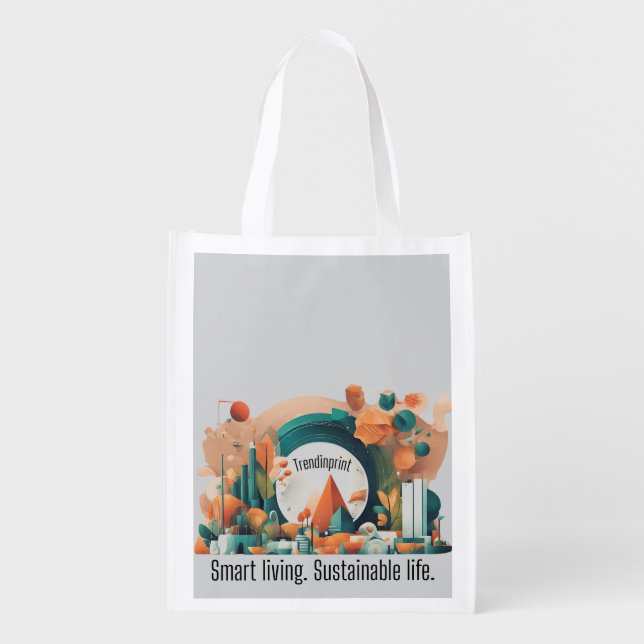 Smart living quote AI art  Grocery Bag (Front)