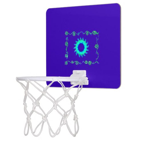 Smart lovely stylish flora blue pattern art design mini basketball hoop