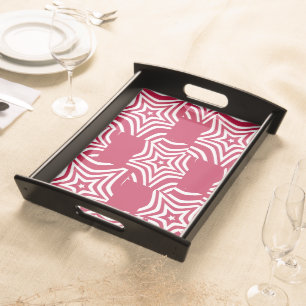 Smart Lovely White & Red Star Art Pattern Design Serving Tray