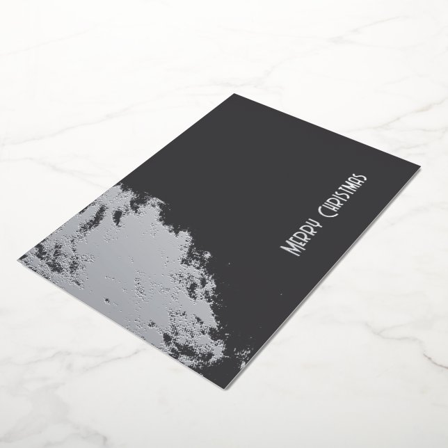 Smart Monochrome Gritty Brighty Christmas Light  Foil Holiday Card (Rotated)