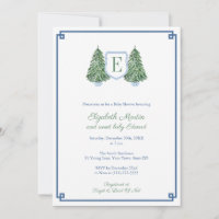 Smart Monogram Winter Boy Baby Shower Party Invitation