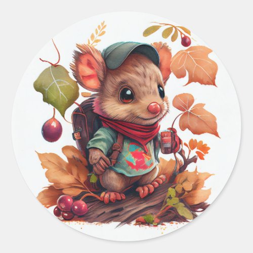Smart Mouse Character Illustration Classic Round Sticker
