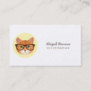 Smart Orange Cat Wearing Glasses Business Card