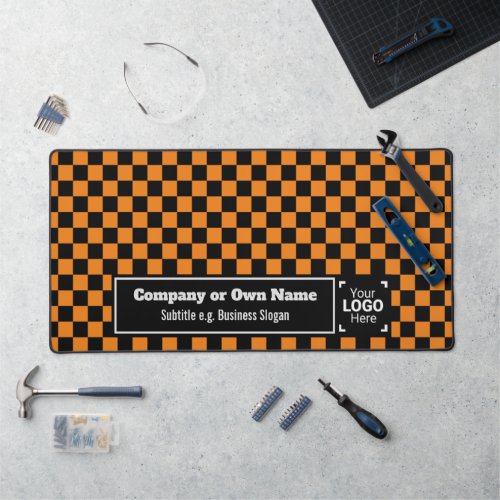 Smart Orange Check Professional Business Branded Desk Mat