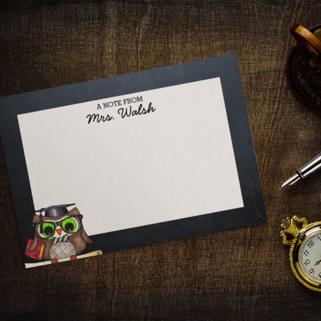 Smart Owl Chalkboard Personalized Teacher Post-it Notes (Creator Uploaded)