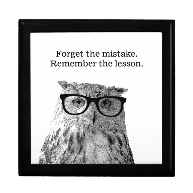 Smart owl with reading glasses custom quote gift box (Front)