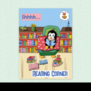 Smart Penguin   Classroom Library Reading Poster
