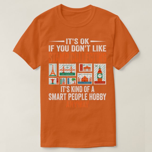 Smart People Hobby Stamp Collecting  Funny Stamp C T-Shirt (Design Front)