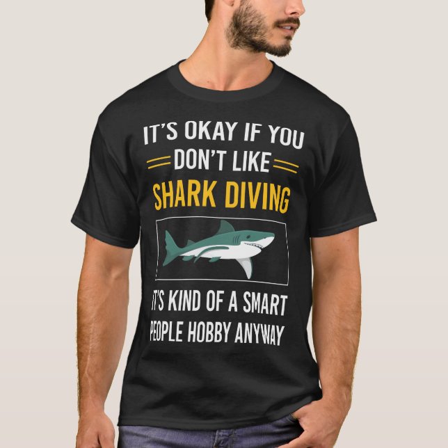 Smart People Shark Diving Diver T-Shirt (Front)
