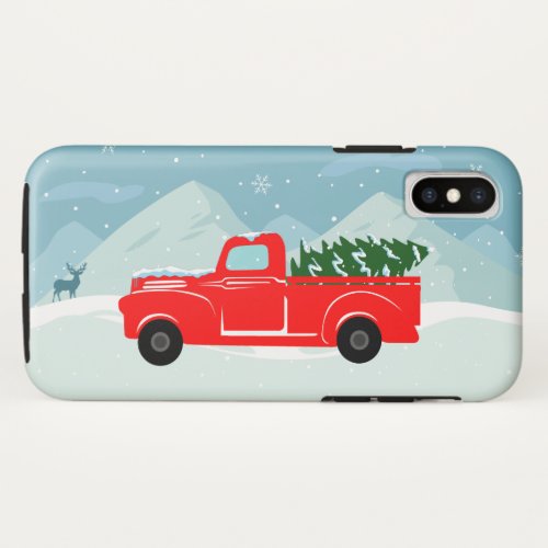Smart Phone  Tablet Red Truck Christmas Tree Case