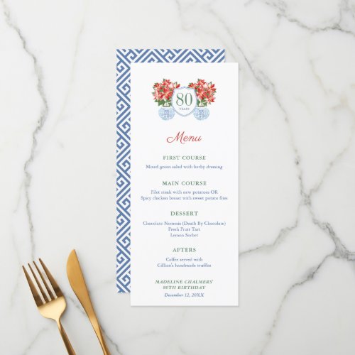 Smart Poinsettia Holidays Milestone Birthday Party Menu