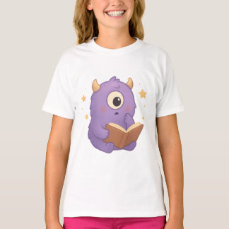 Smart Reading Monster — Purple Book Lover Kids Tee