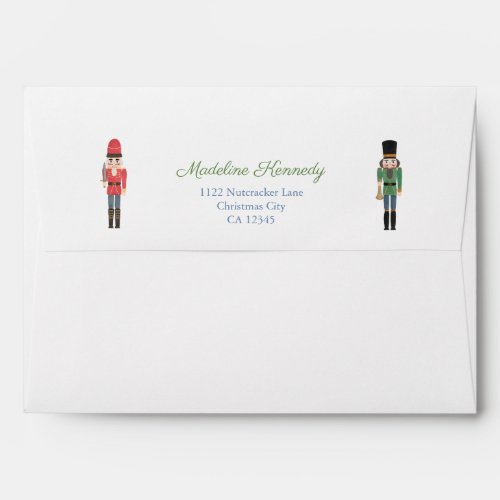Smart Red Green Nutcracker Holidays Return Address Envelope