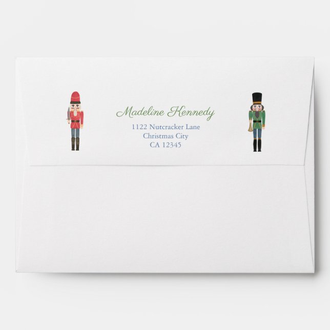 Smart Red Green Nutcracker Holidays Return Address Envelope (Back (Top Flap))