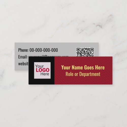 Smart Red Stripe Your Logo  QR Code Professional Mini Business Card