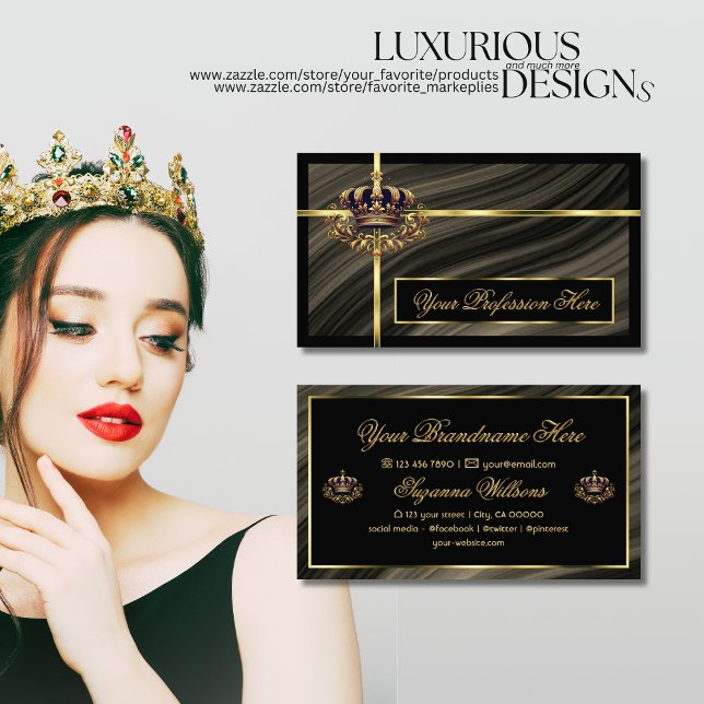  Smart Royal Brown Gold Crown Sumptuous and Noble Business Card (Creator Uploaded)