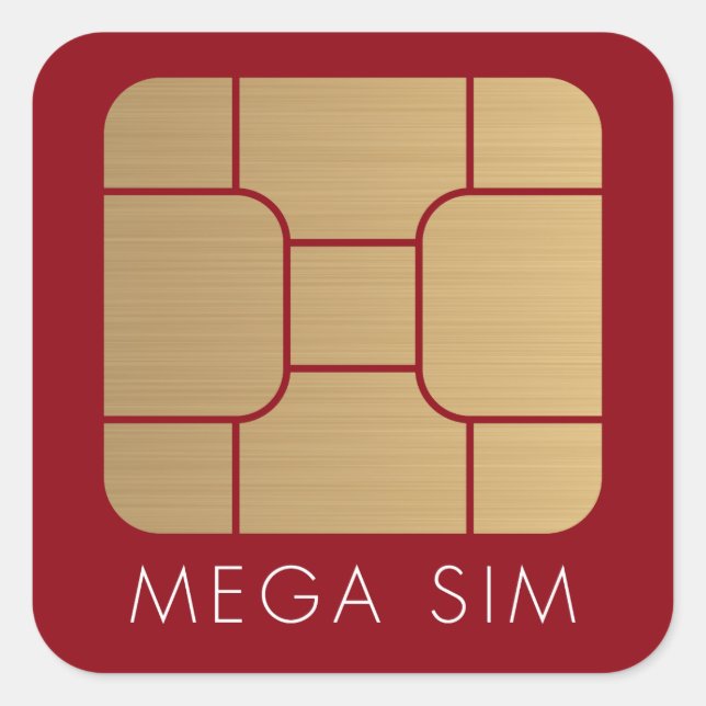 Smart SIM Card mega format faux gold Square Sticker (Front)