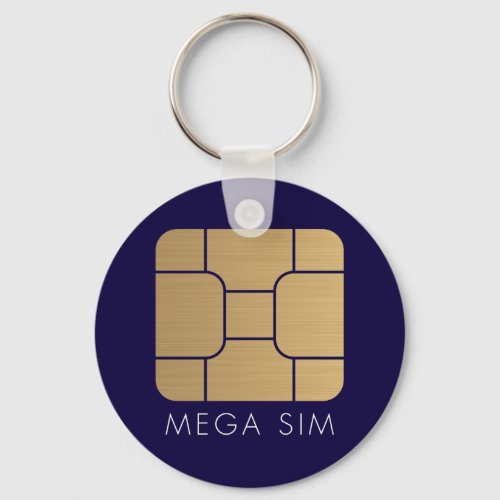 Smart SIM Card mega format in faux gold Keychain