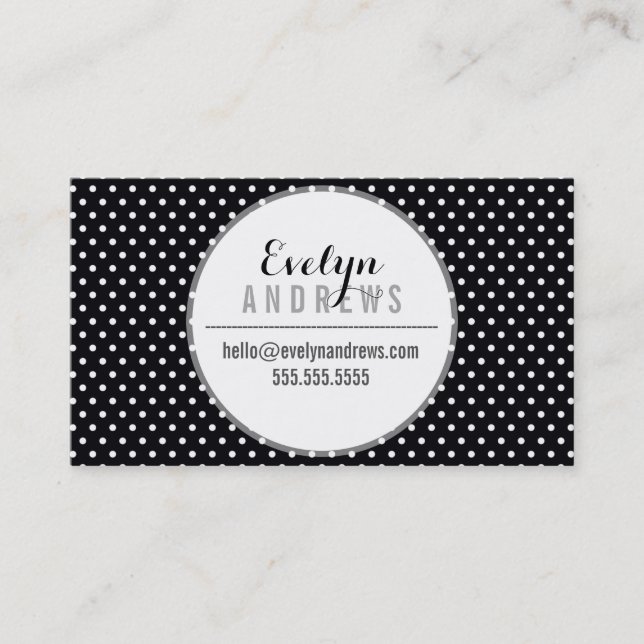 SMART SIMPLE SPOT mini polka dot bold black white Business Card (Front)