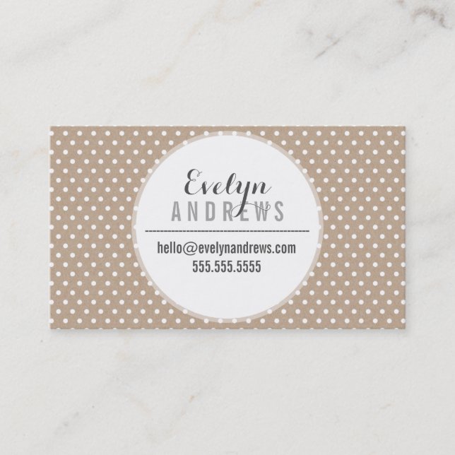 SMART SIMPLE SPOT mini polka dot eco kraft white Business Card (Front)