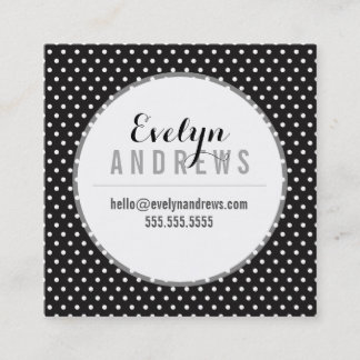 SMART SIMPLE SPOT mini polka dot mono black white Square Business Card