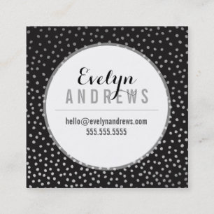 SMART SIMPLE SPOT mini polka dot silver black Square Business Card