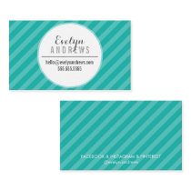 SMART SIMPLE SPOT stripe pattern trendy jade green Business Card