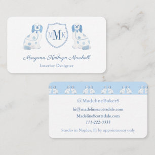 Smart Staffordshire Dogs Watercolor Blue And White Business Card