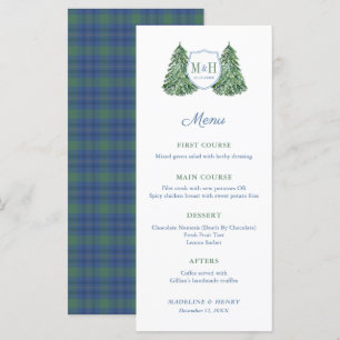 Smart Tartan Winter Wedding Engagement Party Menu