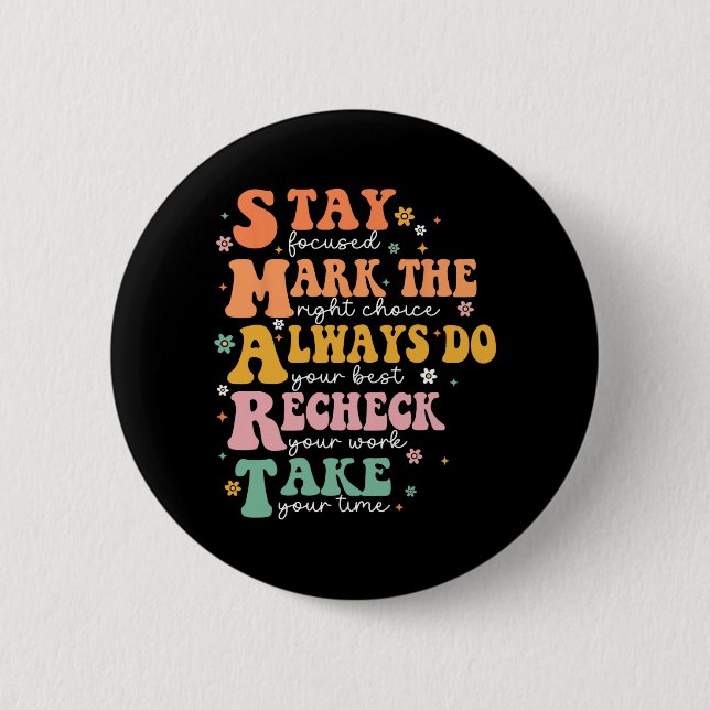 Smart Test Day Squad Funny Student Teacher Testing Button (Front)