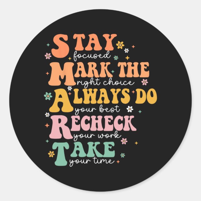 Smart Test Day Squad Funny Student Teacher Testing Classic Round Sticker (Front)