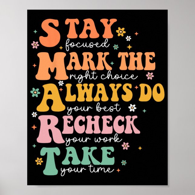 Smart Test Day Squad Funny Student Teacher Testing Poster (Front)