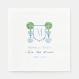 Smart Topiary Couples Wedding Crest Monogram Napkins
