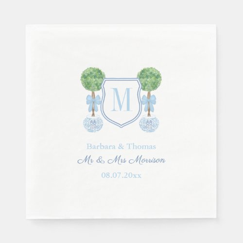 Smart Topiary Couples Wedding Crest Monogram Napkins