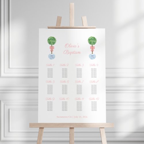 Smart Topiary Pink Bow Girl Baptism Seating Chart Foam Board