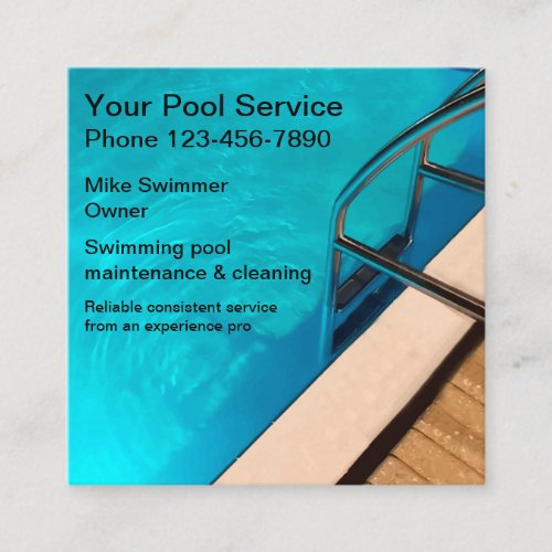 Smart Two Side Swimming Pool Service Square Business Card