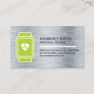 Smart Watch Heart Monitor Metallic Background Business Card