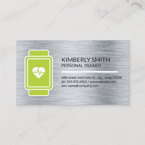 Smart Watch Heart Monitor  Metallic Background Business Card