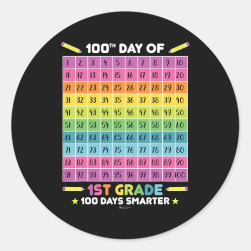 Smarter 100th Day Of School 1st Grade Student Teac Classic Round Sticker