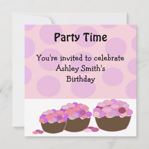 Smartie Cupcake Birthday Invitation