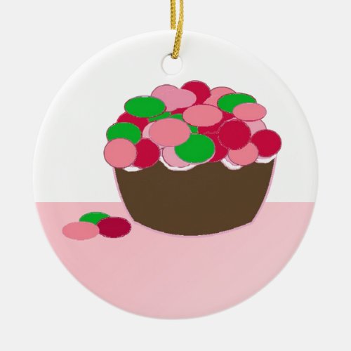 Smartie Cupcake Ceramic Ornament