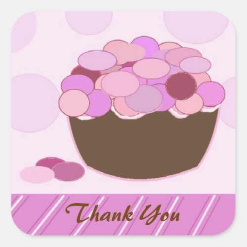 Smartie Cupcake Thank You Square Sticker