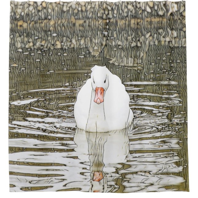 SmartMix Animal- Swan Shower Curtain (Front)